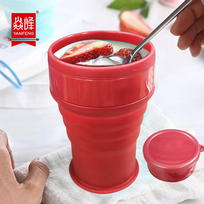 350ml Foldable Design Easy Store Leakproof Design Good Sealing Travel Water Small Silicone Folding Cup